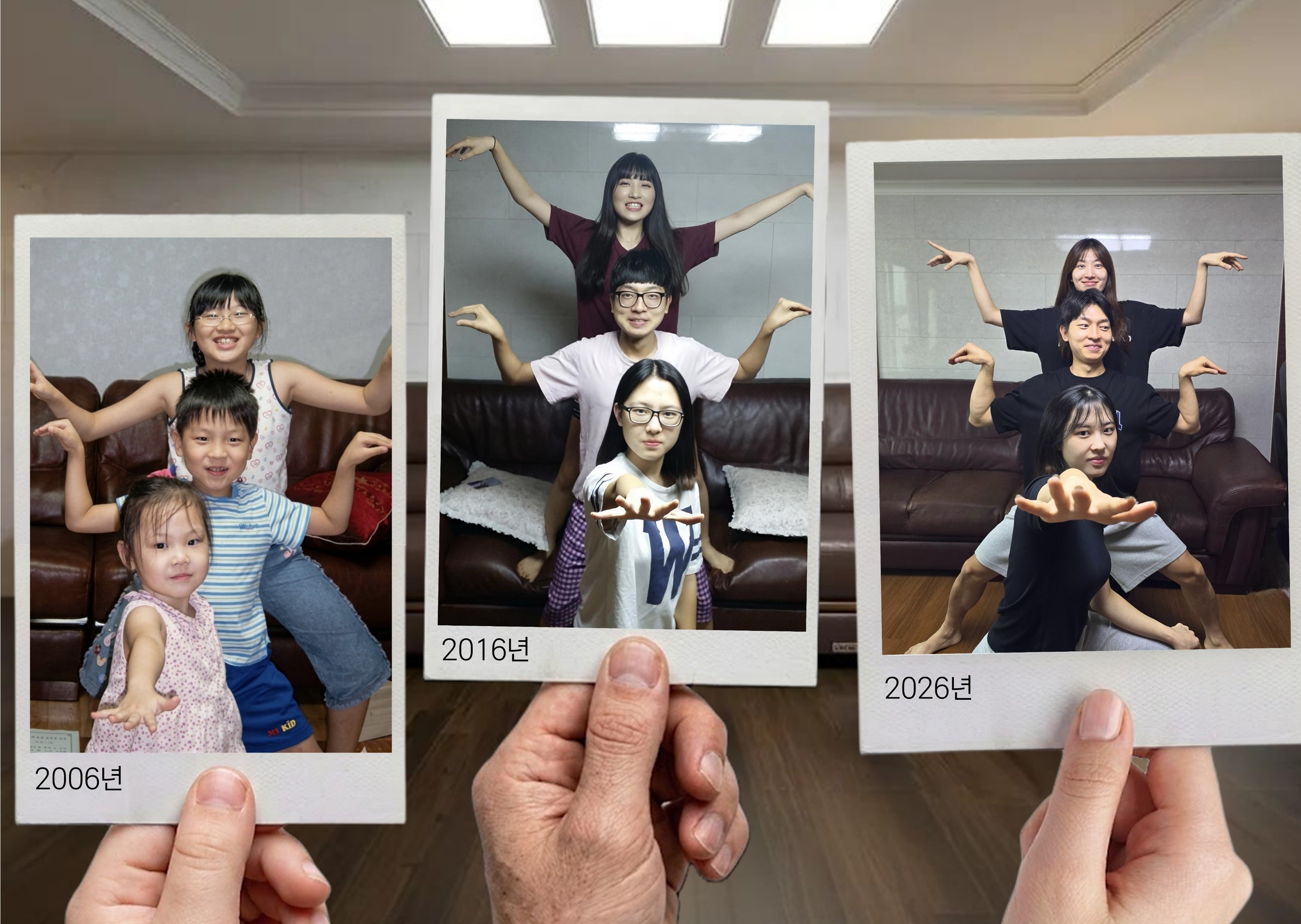 사진 부문 우수상 수상작 ‘내 인생 가장 잘한 일, 세 보물과 함께한 20년’ (출품자: 대구보훈병원 장은주). 품 안의 세 아이를 키워낸 20년 동안의 일·가정 양립 역사를 폴라로이드 콘셉트로 표현했다.